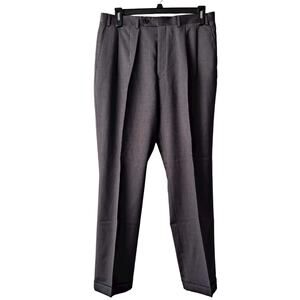 Joseph Abboud Gray 100% Wool Straight Leg Cuffed Dress Pant - Size 36R
